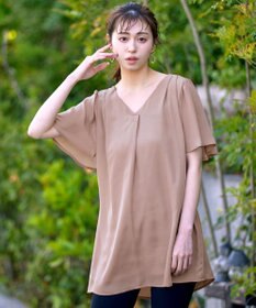 Tiaclasse フレアスリーブチュニックブラウス