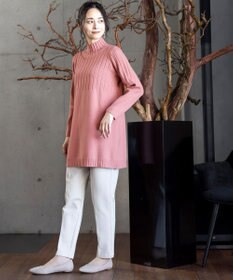 Tiaclasse L 【洗える】もっちり柔らかいハーフリブニットチュニック