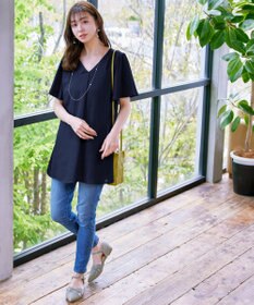 Tiaclasse フレアスリーブチュニックブラウス