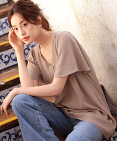 Tiaclasse フレアスリーブチュニックブラウス