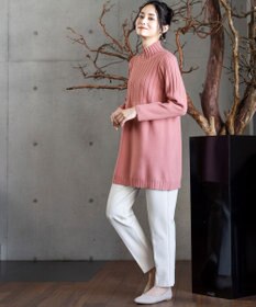 Tiaclasse L 【洗える】もっちり柔らかいハーフリブニットチュニック