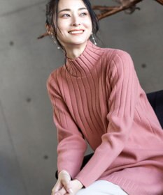 Tiaclasse L 【洗える】もっちり柔らかいハーフリブニットチュニック