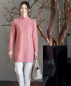 Tiaclasse L 【洗える】もっちり柔らかいハーフリブニットチュニック