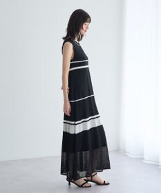 YECCA VECCA 【尾崎紗代子さん着用】透かし編みニットワンピース