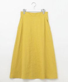 自由区 【洗える】リネンビスコースストレッチフレア スカート