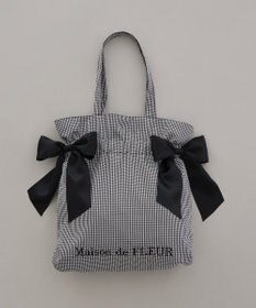 Maison de FLEUR ギンガムダブルリボンギャザートートバッグ