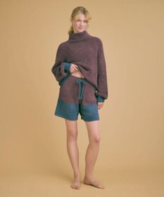 une nana cool カラーブロッキング　タートルネックプルオーバー