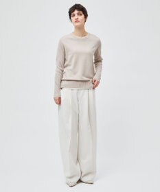 BEIGE， 【洗える】POMPE / ウールカシミヤ配色リブクルーネック