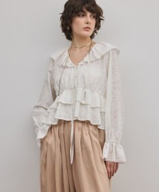 GRACE CONTINENTAL エンブロイダリーフリルブラウス