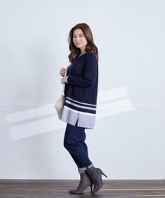 Tiaclasse 【洗える】カラー配色ニットチュニック