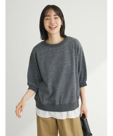 Green Parks ７分袖ラメ裏毛パフプルオーバー