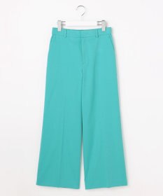 自由区 コットンサテンクロップド丈ワイドストレート パンツ ［新色］ピーコックグリーン系