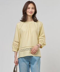 J.PRESS LADIES 【一枚で着映え・セット着用可】スパンソフトクロス刺繍 ブラウス イエロー系