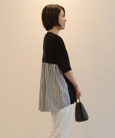 自由区 【洗える】ハイツイストコットンアセテート バックデザイン プルオーバーニット