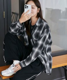 WEGO 【ユニセックス着用ITEM/SMLサイズ展開】オンブレチェックシャツ（LS）