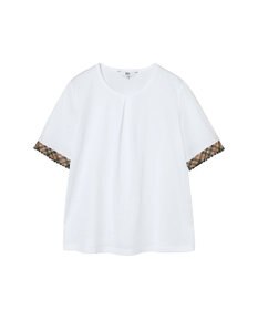 DAKS ギザコットン 袖口ハウスチェック刺繍カットソー