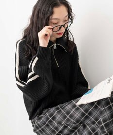 WEGO 2ラインハーフジップニットプルオーバー