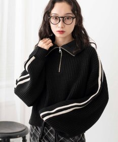 WEGO 2ラインハーフジップニットプルオーバー