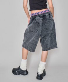 WEGO 【ユニセックス着用ITEM/MLサイズ展開/ウエストゴム】ボクサードッキングデニムショーツ