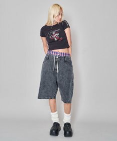 WEGO 【ユニセックス着用ITEM/MLサイズ展開/ウエストゴム】ボクサードッキングデニムショーツ