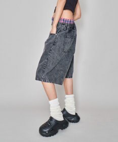 WEGO 【ユニセックス着用ITEM/MLサイズ展開/ウエストゴム】ボクサードッキングデニムショーツ