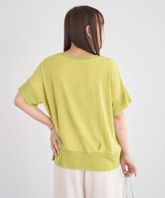 Green Parks シアーリブ切替楊柳プルオーバー
