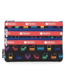 LeSportsac 3ZIP COSMETIC/テトリスフォーリングブロックス/ピンク