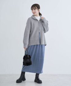 Green Parks ＺＩＰ付き畦ニットチュニック