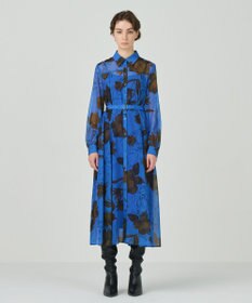 GRACE CONTINENTAL リボン付ロゴフラワープリントワンピース