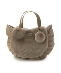 UNBILLION カシュカシュ cachecache / ポンポン付きエコファーラウンド型トートバッグ