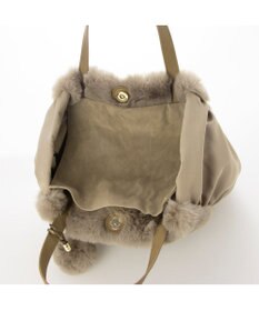 UNBILLION カシュカシュ cachecache / ポンポン付きエコファーラウンド型トートバッグ