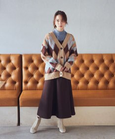 earth music&ecology ループ編みアーガイルカーディガン