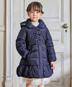 ANY KIDS 【フード取り外し/洗濯機可能】Aラインコート ネイビー