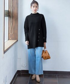 Tiaclasse L 【洗える】1枚でもレイヤード効果のあるサイドボタンチュニック