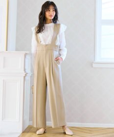 Feroux 【洗える】スカラップデザイン・サスペンダー付きパンツ