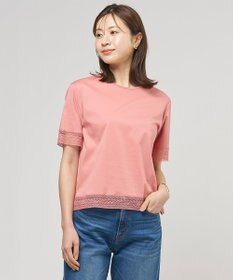 J.PRESS LADIES 【一枚で着映え】コットンスムース レース カットソー