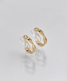 Phoebe 【金属アレルギー対応】【痛くないシリーズ】モーションメタルクリスタルループフィットイヤリング　ゴールド