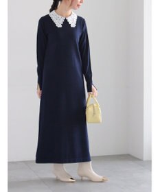 Te chichi レース衿ニットワンピース