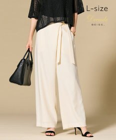 BEIGE， 【L-size】CAROLE / リネンライクラップワイドパンツ