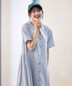 Tiaclasse L 【洗える】サイドタックスキッパーシャツワンピース