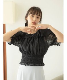 earth music&ecology 衿付きフラワーブラウス