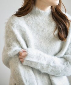 UNFILO 【洗える】アルパカシャギー ハイネッククロップドニット