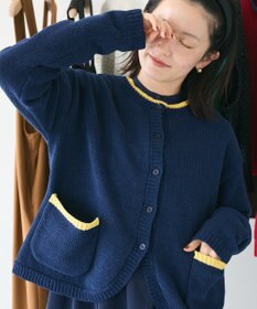 CRAFT STANDARD BOUTIQUE キナリノコラボ/洗える配色モールニットカーディガン/24AW