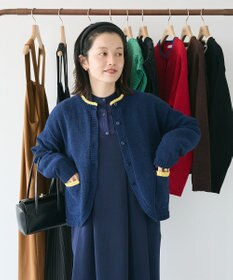 CRAFT STANDARD BOUTIQUE キナリノコラボ/洗える配色モールニットカーディガン/24AW