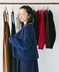 CRAFT STANDARD BOUTIQUE キナリノコラボ/洗える配色モールニットカーディガン/24AW