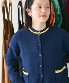 CRAFT STANDARD BOUTIQUE キナリノコラボ/洗える配色モールニットカーディガン/24AW