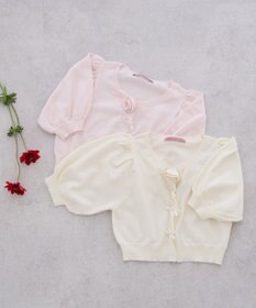 Maison de FLEUR ローズニット半袖カーディガン