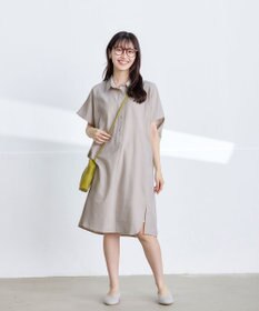 Tiaclasse 【洗える】フレンチスリーブリネンチュニックシャツ