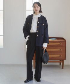 WEGO 【ANGIE VINTAGE/オケージョン対応 / セレモニー対応】ノーカラー ツイードジャケット