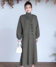 Tiaclasse 【洗える】大人上品なニットカーデ＋ワンピースセット